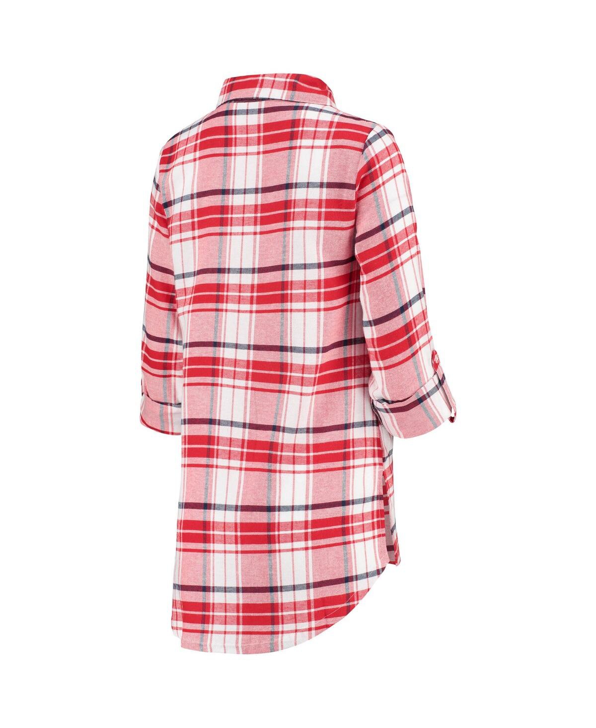 Shop Concepts Sport Women's Red, Navy Washington Nationals Accolade Flannel Nightshirt In Red,navy