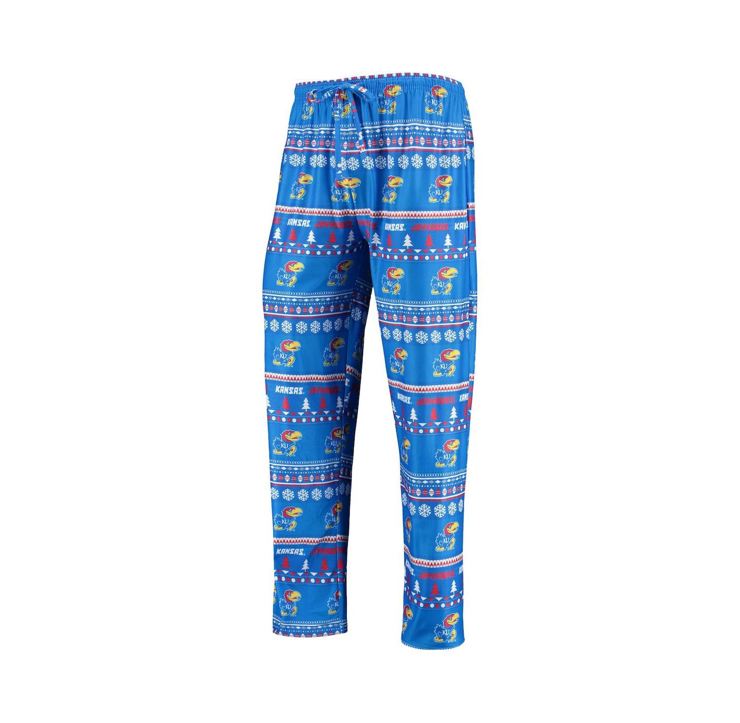 Men's Royal Kansas Jayhawks Ugly Sweater Long Sleeve T-shirt and Pants Sleep Set