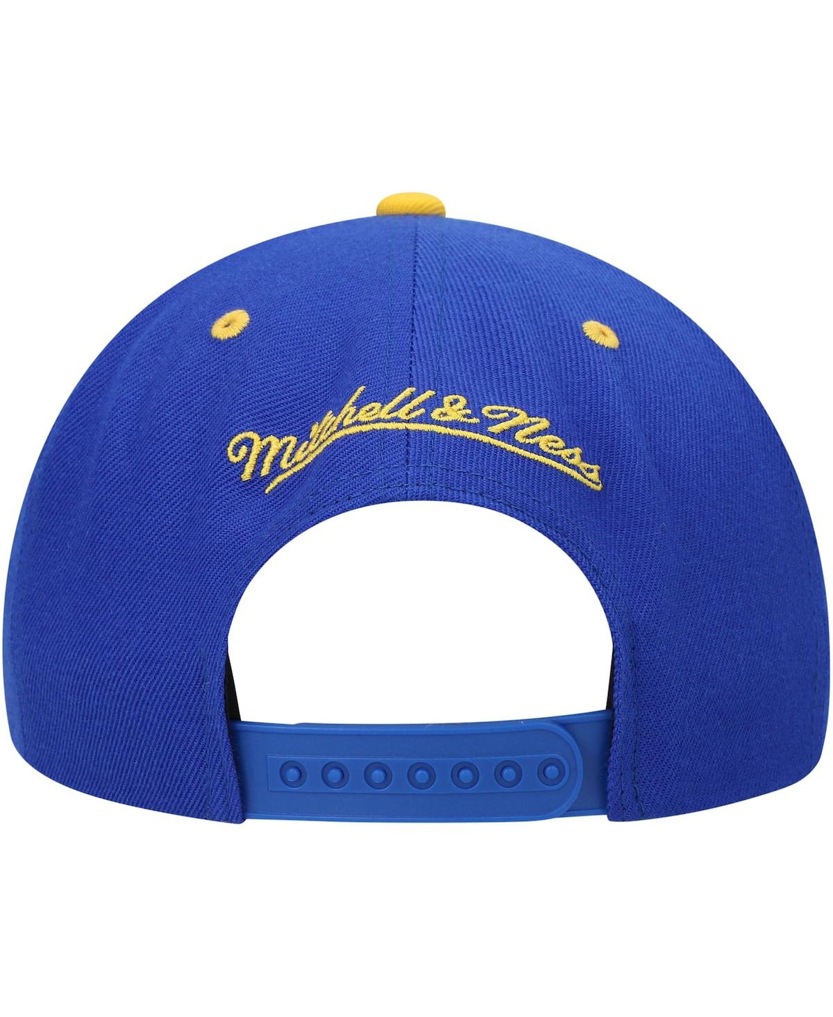 Shop Mitchell & Ness Men's Royal And Gold Golden State Warriors Upside Down Snapback Hat In Royal,gold