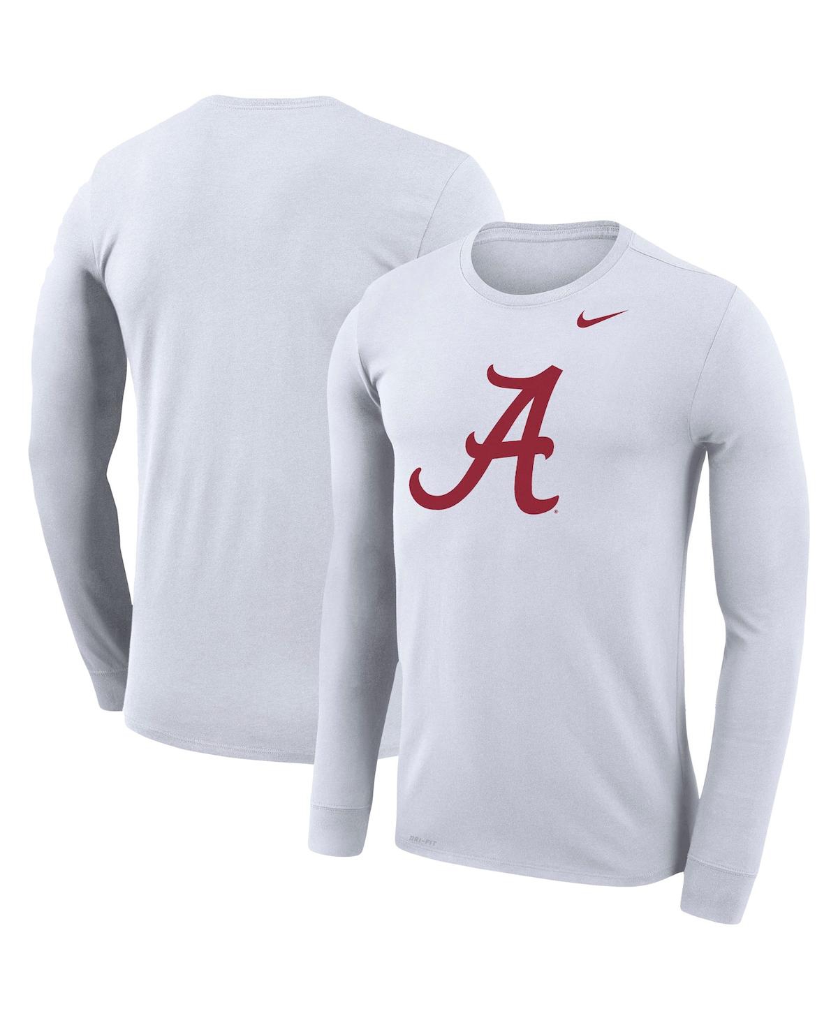 Men's White Alabama Crimson Tide School Logo Performance Legend Long Sleeve T-shirt