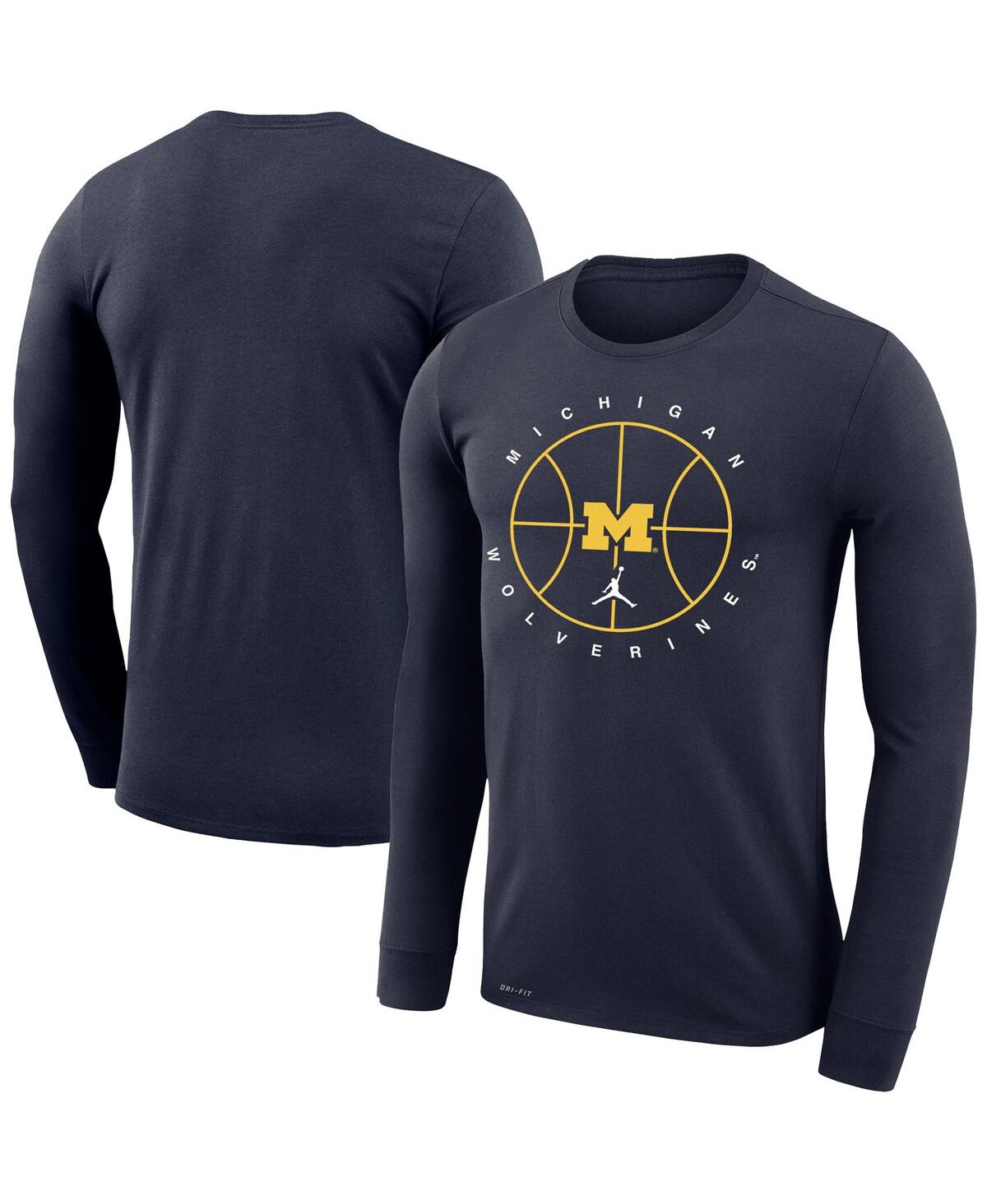 Men's Navy Michigan Wolverines Basketball Icon Legend Performance Long Sleeve T-shirt - Navy