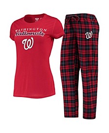 Women's Red, Navy Washington Nationals Lodge T-shirt and Pants Sleep Set