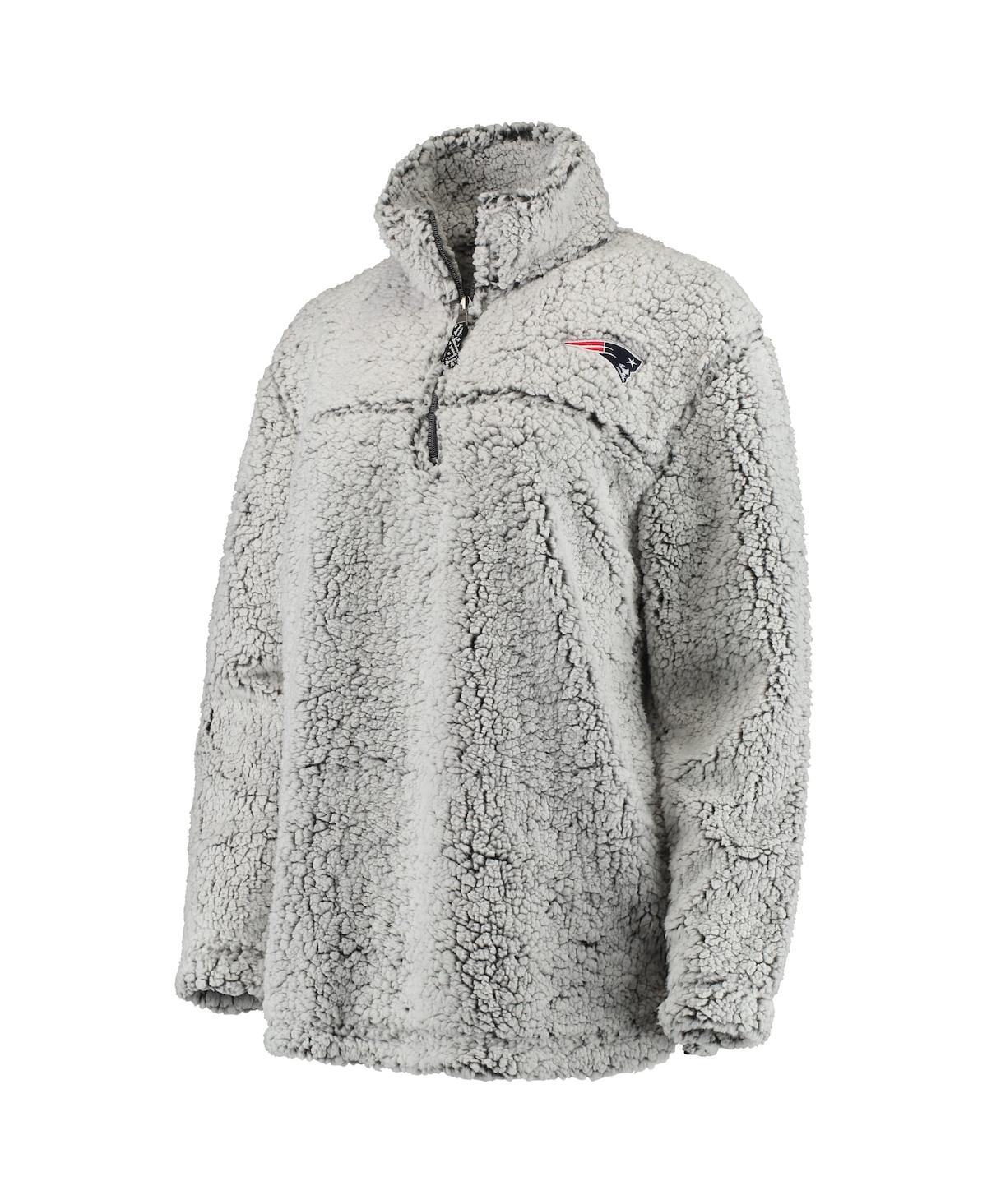 Women'sNew England Patriots Sherpa Quarter-Zip Pullover Jacket - Gray