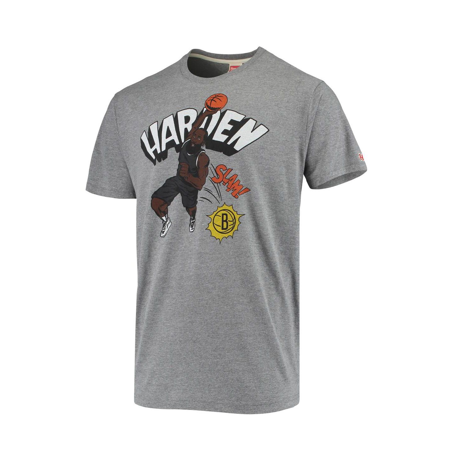Мужская футболка Homage James Harden Heather Gray Brooklyn Nets Comic Book Player Tri-Blend — фото 3