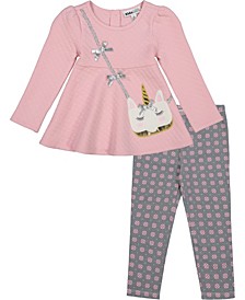 Toddler Girls 2-Piece Quilted Tunic with Check Leggings Set