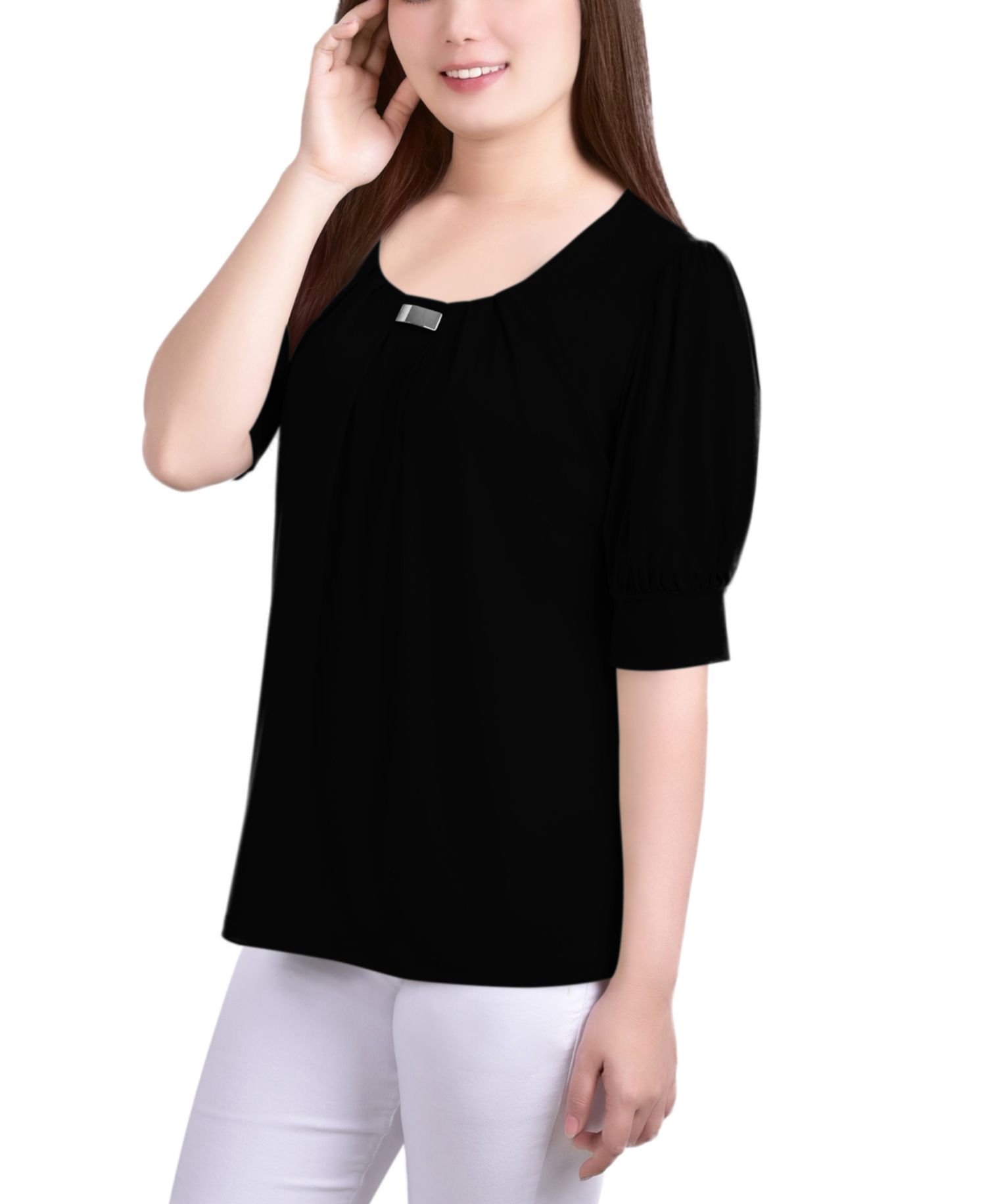 Petite Short Sleeve Balloon Sleeve Top