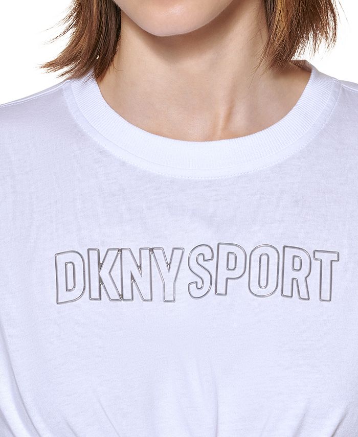 DKNY Women's Logo Knot-Front T-Shirt & Reviews - Activewear - Women ...