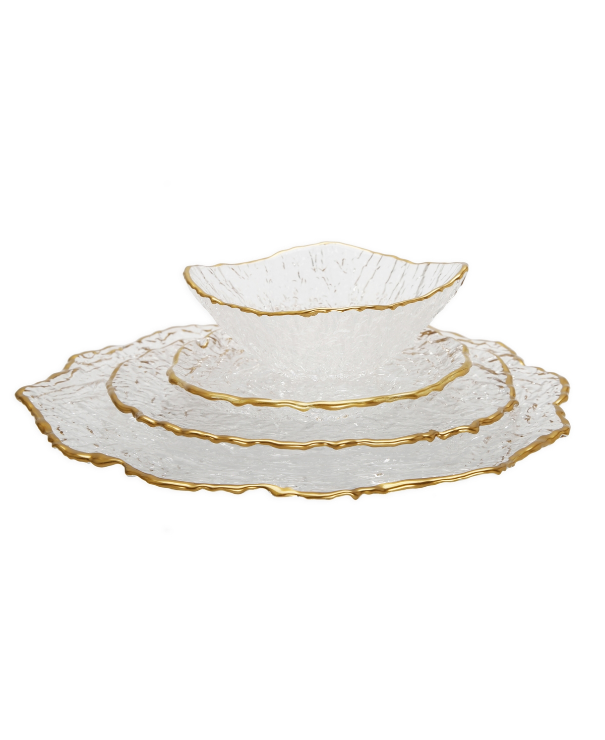 Glass Dinner Plates, Set of 4 - Gold