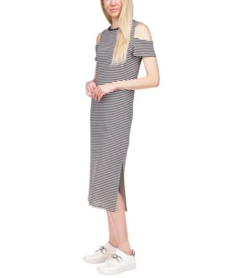 Michael Kors - Striped Cold-Shoulder Midi Dress
