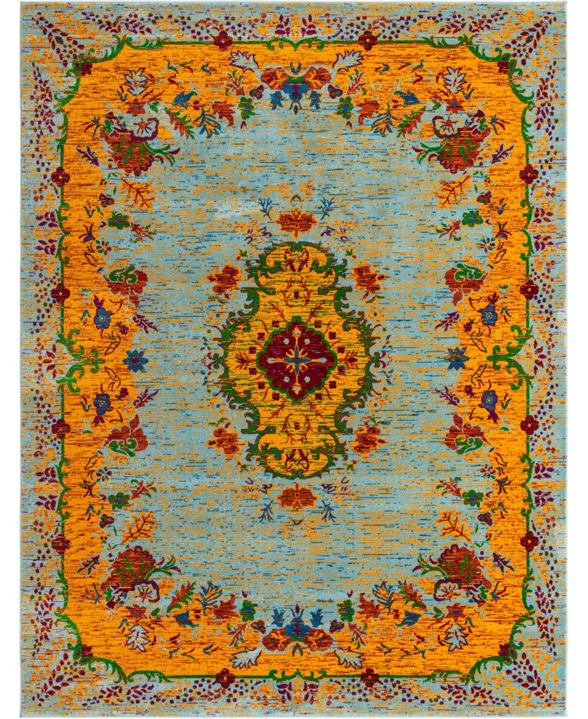 Bayshore Home Gozo Antigua 7'10in x 10' Area Rug - Aqua