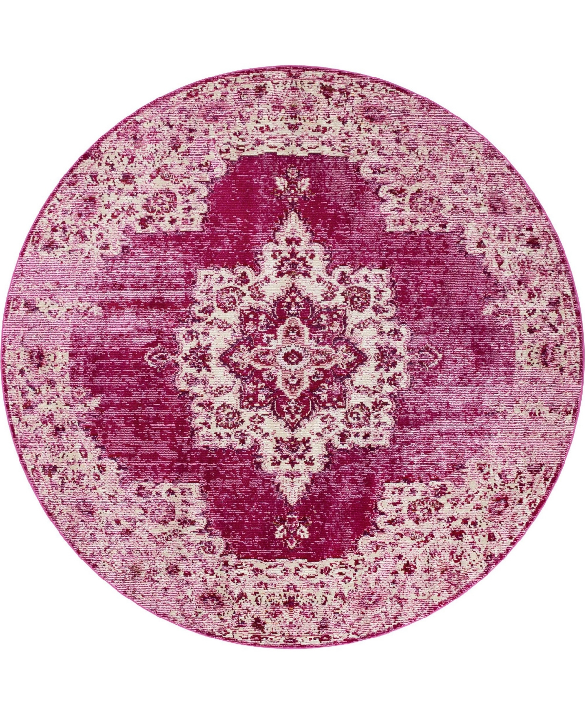 Bayshore Home Closeout!  Amulet Wishbone 7' X 7' Round Area Rug In Pink