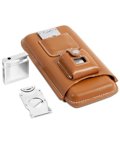 Bey-Berk Leather Holder Set for Three Cigars