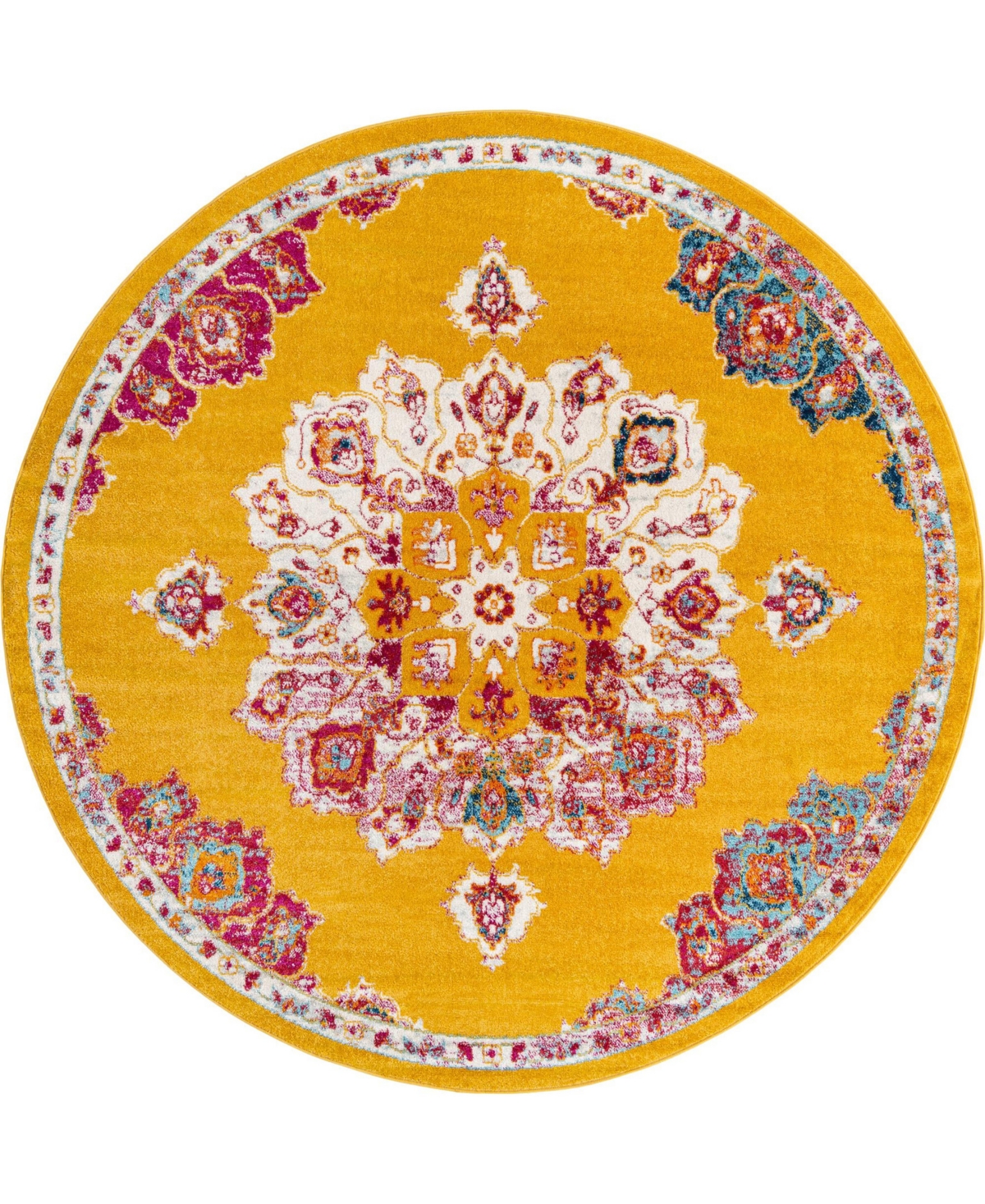 Bayshore Home Dodds Kokulu 7'10in x 7'10in Round Area Rug - Yellow