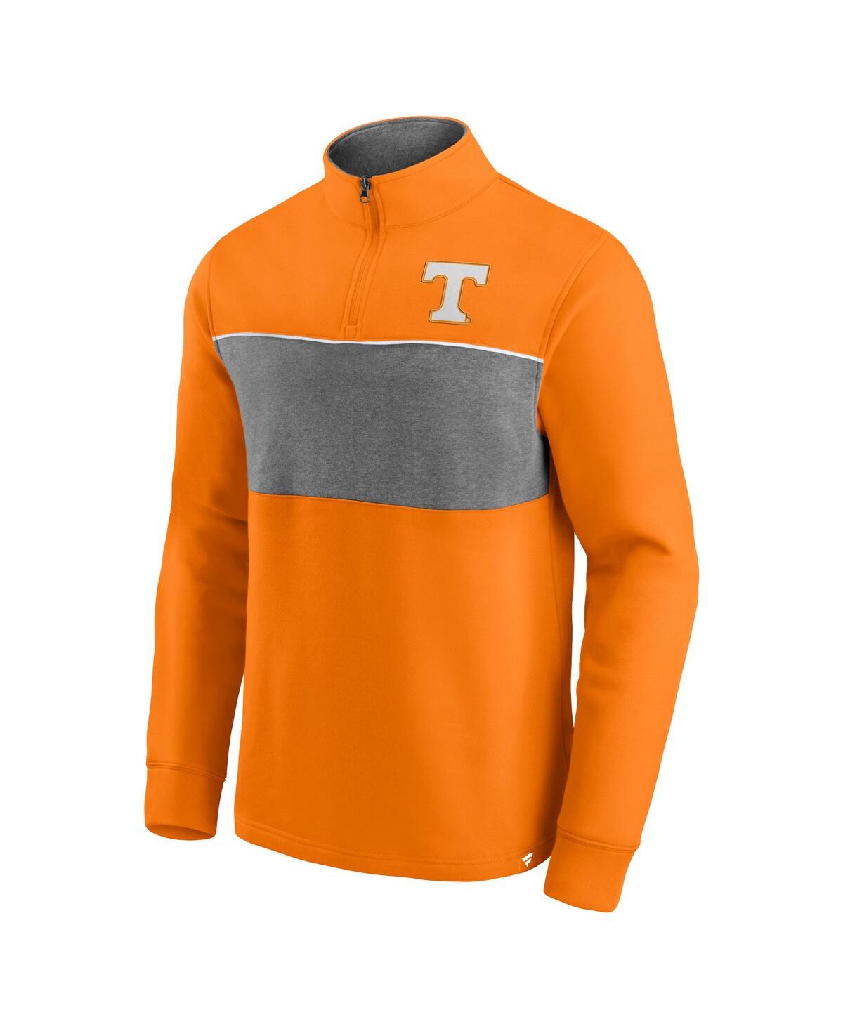Men's Fanatics Heathered Gray Tennessee Volunteers Primary Logo Quarter-Zip Jacket - Heathered Gray