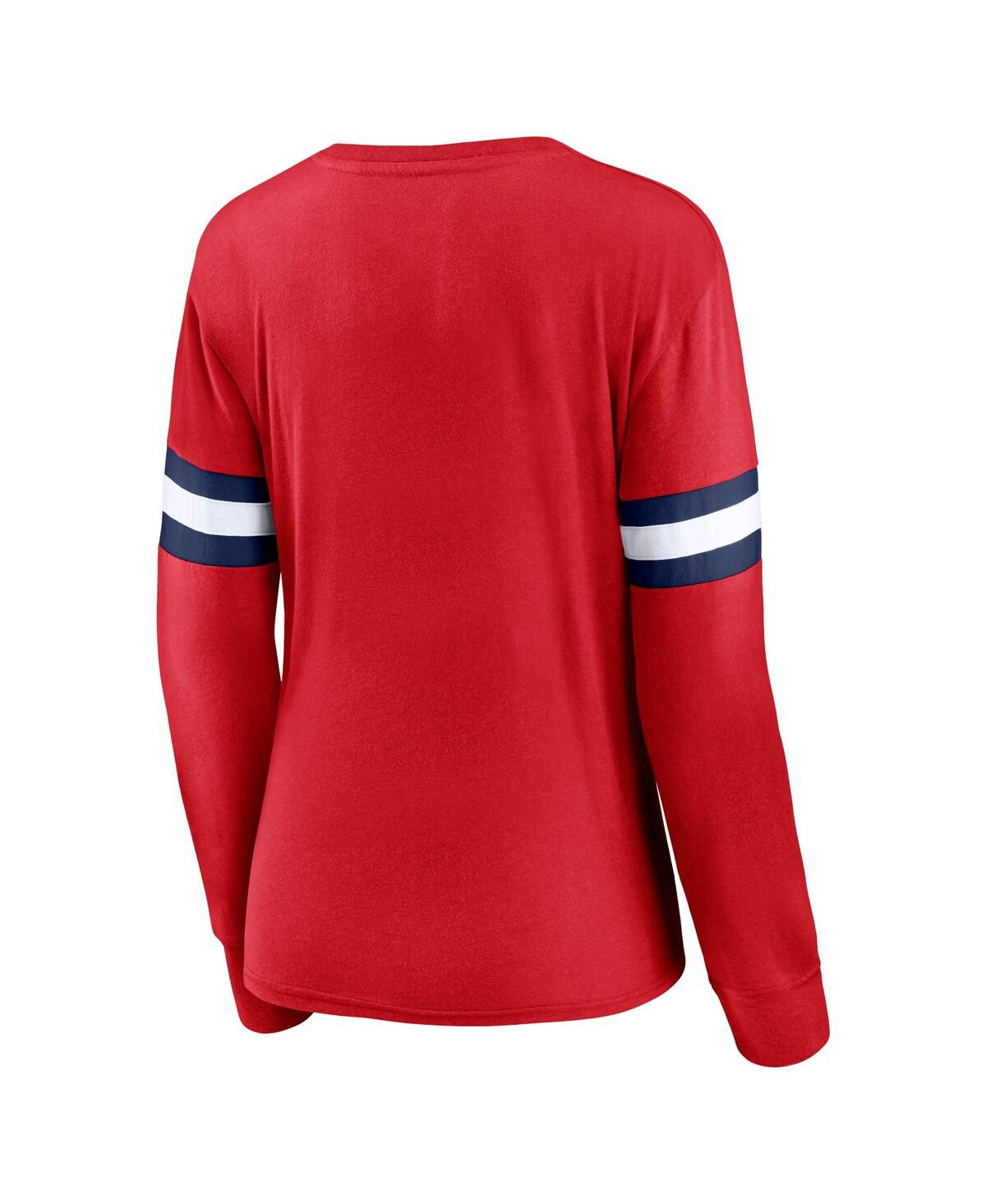 Women's FanaticsWashington Capitals Block Party Primary Logo Fashion Long Sleeve T-shirt - Red