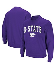 Men's Purple Kansas State Wildcats Arch and Logo Crew Neck Sweatshirt