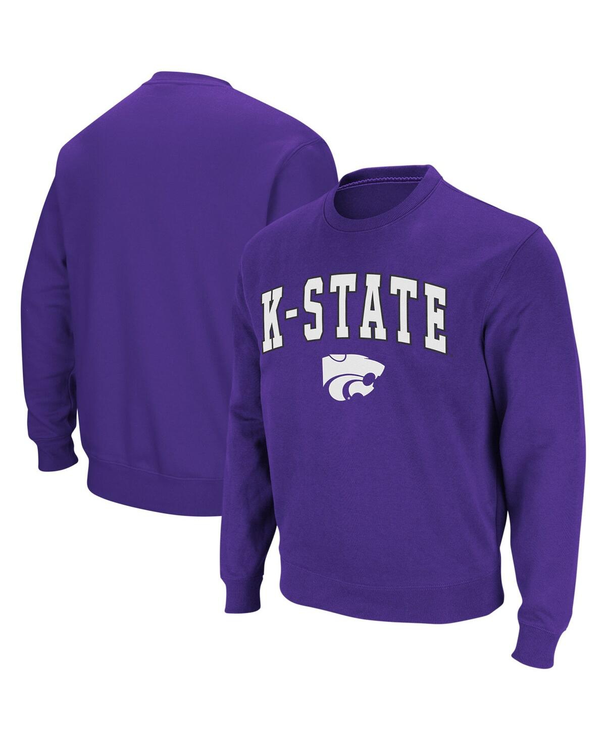 Colosseum Men's  Purple Kansas State Wildcats Arch And Logo Crew Neck Sweatshirt