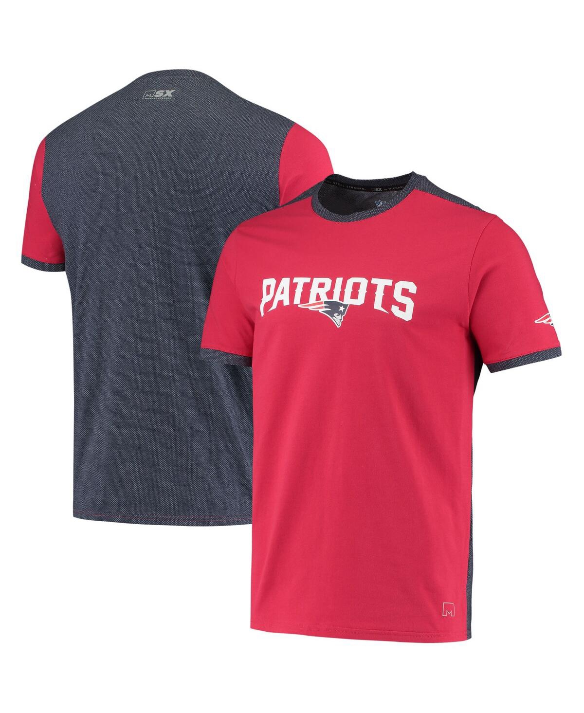 Msx By Michael Strahan Men's  Red, Navy New England Patriots Mesh Back T-shirt In Red,navy