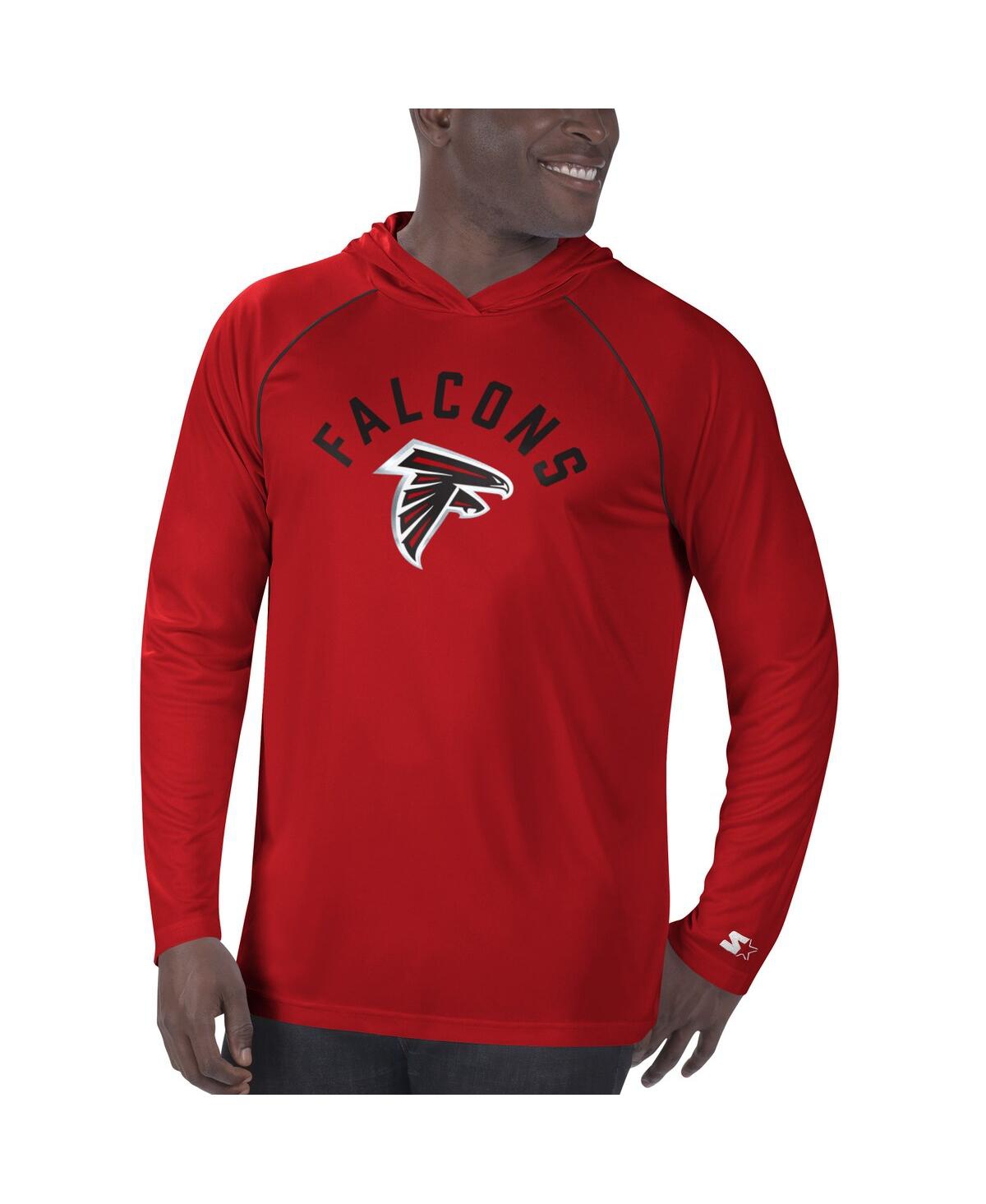 Men's Starter Red Atlanta Falcons Raglan Long Sleeve Hoodie T-shirt - Red