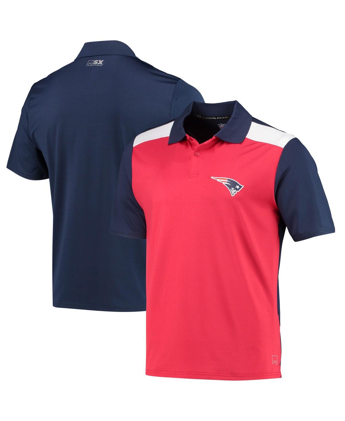 Msx By Michael Strahan Men's  Red, Navy New England Patriots Challenge Color Block Performance Polo S In Red,navy