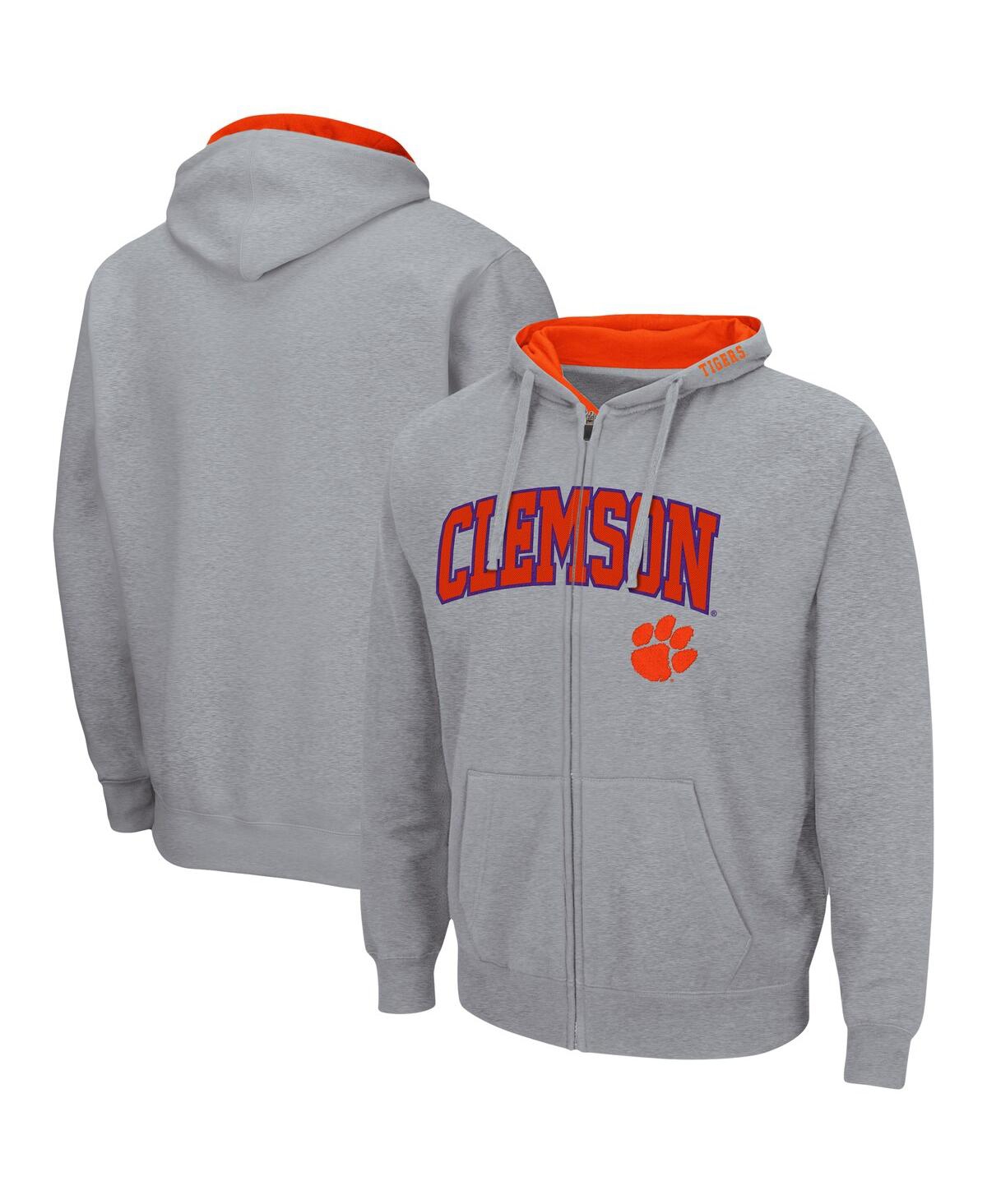 Shop Colosseum Men's  Heathered Gray Clemson Tigers Arch And Logo 3.0 Full-zip Hoodie