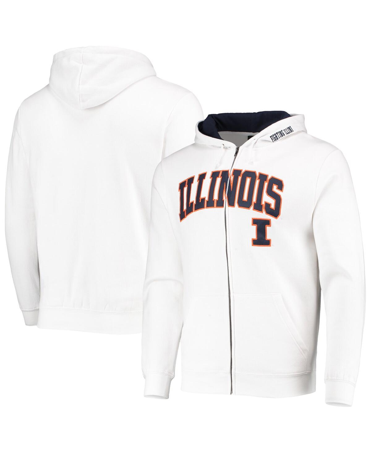 Colosseum Men's  White Illinois Fighting Illini Arch And Logo 3.0 Full-zip Hoodie
