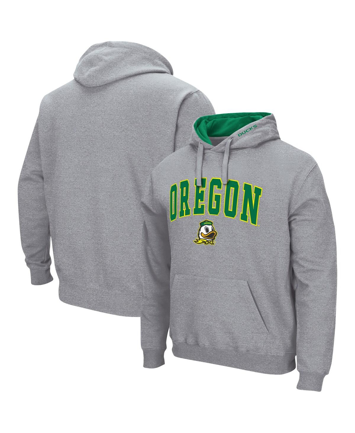 Colosseum Men's  Heathered Gray Oregon Ducks Arch And Logo 3.0 Pullover Hoodie