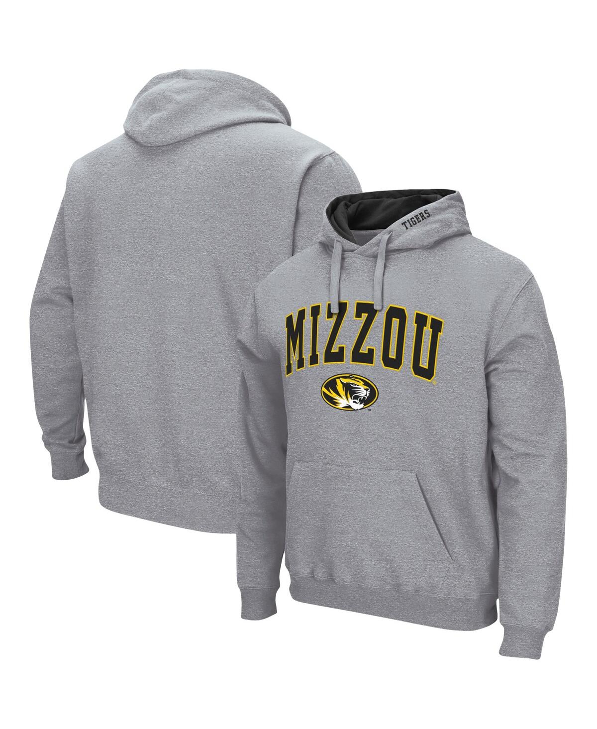 Colosseum Men's  Heathered Gray Missouri Tigers Arch And Logo 3.0 Pullover Hoodie In Heathered Gray