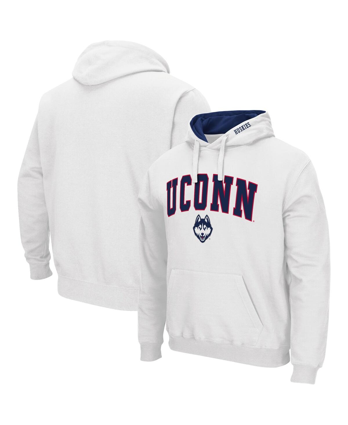 Colosseum Men's  White Uconn Huskies Arch And Logo 3.0 Pullover Hoodie In White