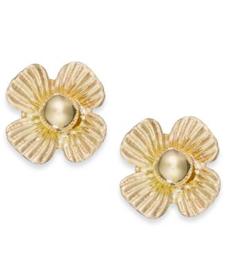 Italian Gold - Clover Stud Earrings in 10k Gold
