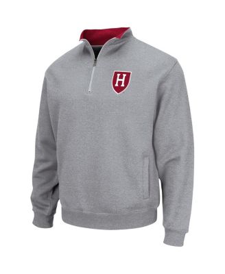 Men's Heathered Gray Harvard Crimson Tortugas Team Logo Quarter-Zip Jacket