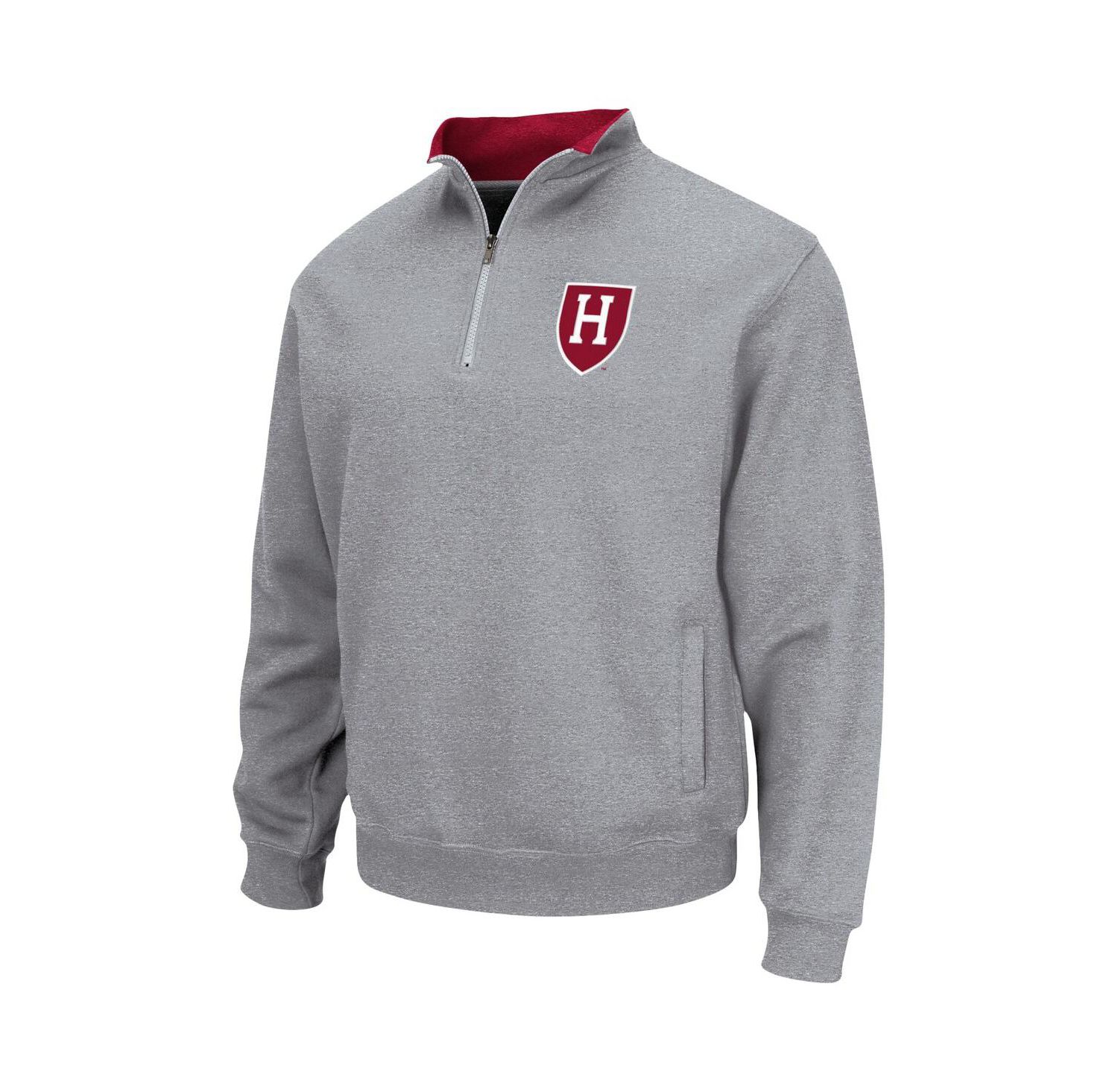 Men's Heathered Gray Harvard Crimson Tortugas Team Logo Quarter-Zip Jacket