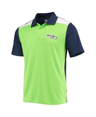 Men's Neon Green, College Navy Seattle Seahawks Challenge Color Block Performance Polo Shirt