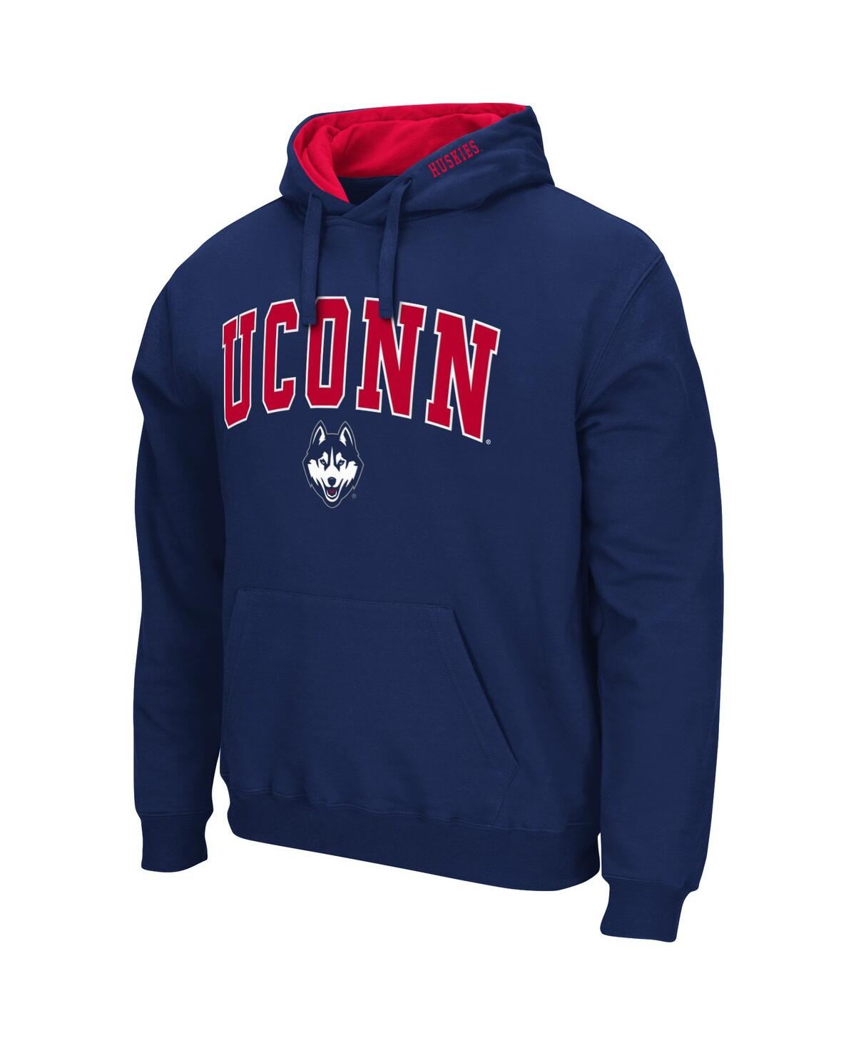 Colosseum Men's  Navy Uconn Huskies Arch And Logo 3.0 Pullover Hoodie In Navy