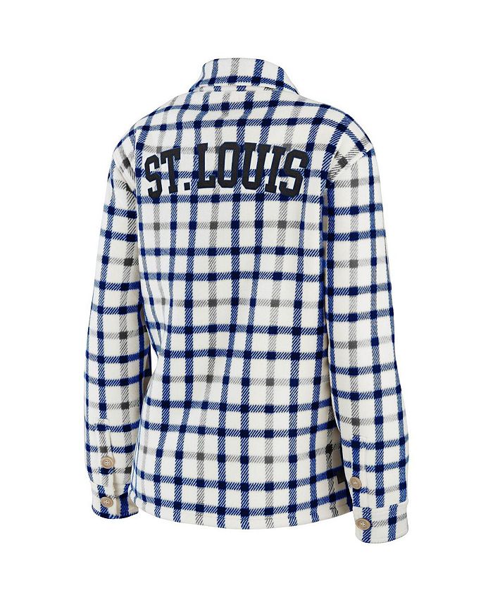 St. Louis Blues WEAR by Erin Andrews Women's Plaid Button-Up Shirt Jacket -  Oatmeal