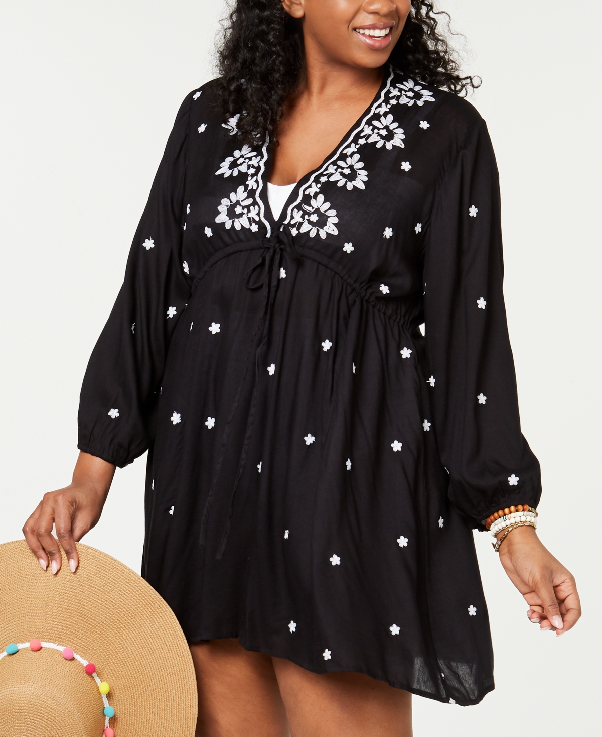 UPC 822269116588 Raviya Plus Size Embroidered LongSleeve CoverUp