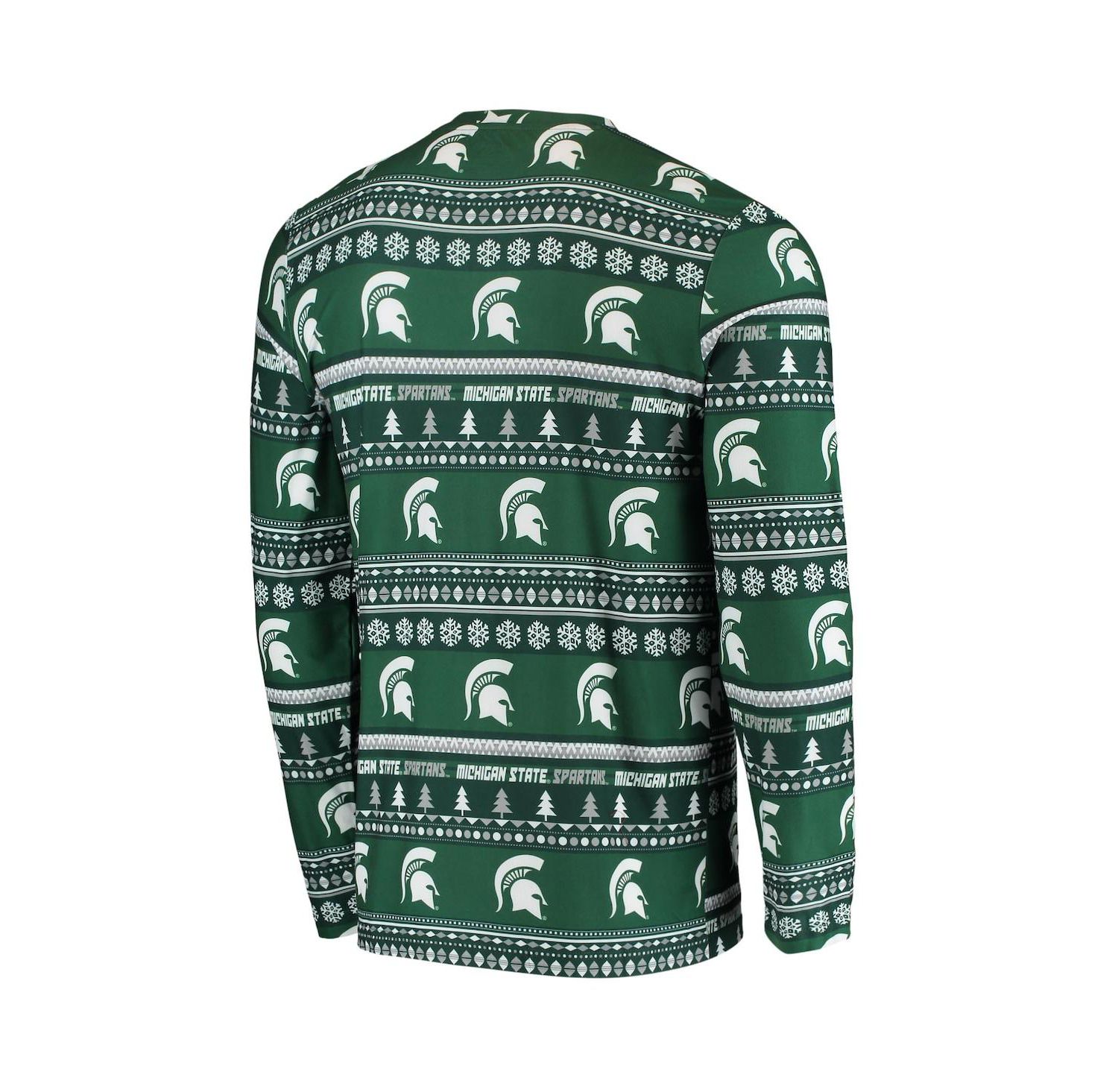Men's Green Michigan State Spartans Ugly Sweater Knit Long Sleeve Top and Pant Set