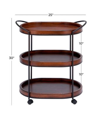 Pine and Metal Traditional Bar Cart