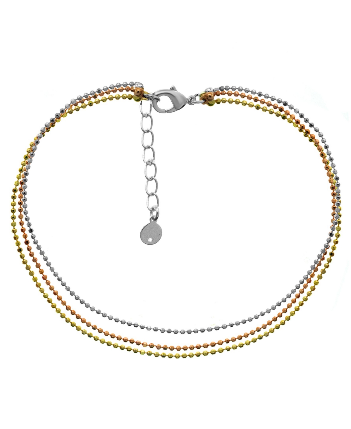 Tri Tone Layered Bead Chain Anklet - Two-Tone