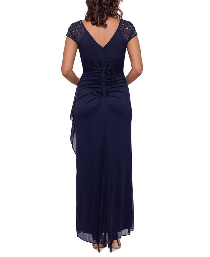 XSCAPE Petite Embellished-Sleeve Gown - Macy's