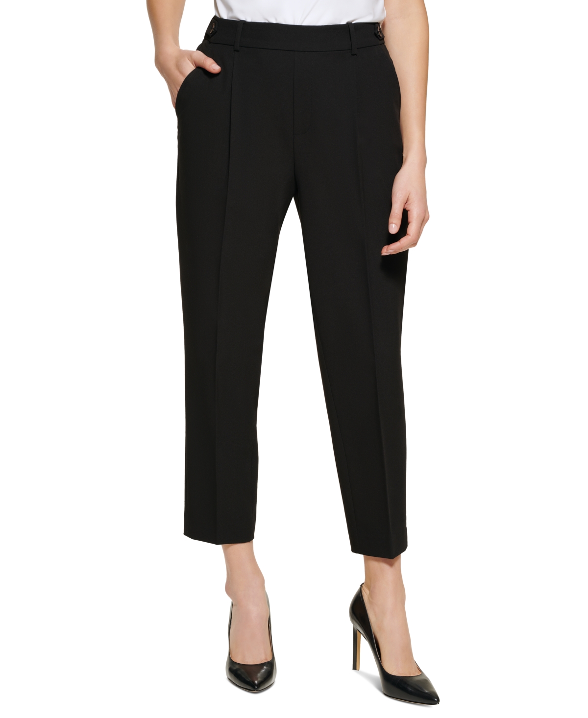 Tommy Hilfiger Woven Ankle Pants In Black