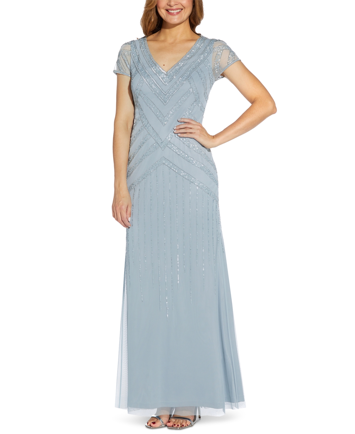 Vintage Evening Dresses Papell Studio Embellished V-Neck Gown $169.00 AT vintagedancer.com