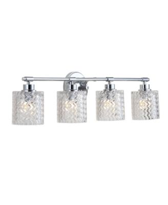 Spaulding Vintage-like 4-Light Pattern Glass Farmhouse Cottage LED Vanity Light