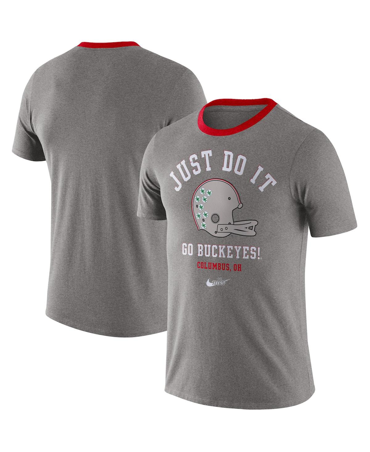 Men's Heathered Gray Ohio State Buckeyes Vault Helmet Tri-Blend T-shirt