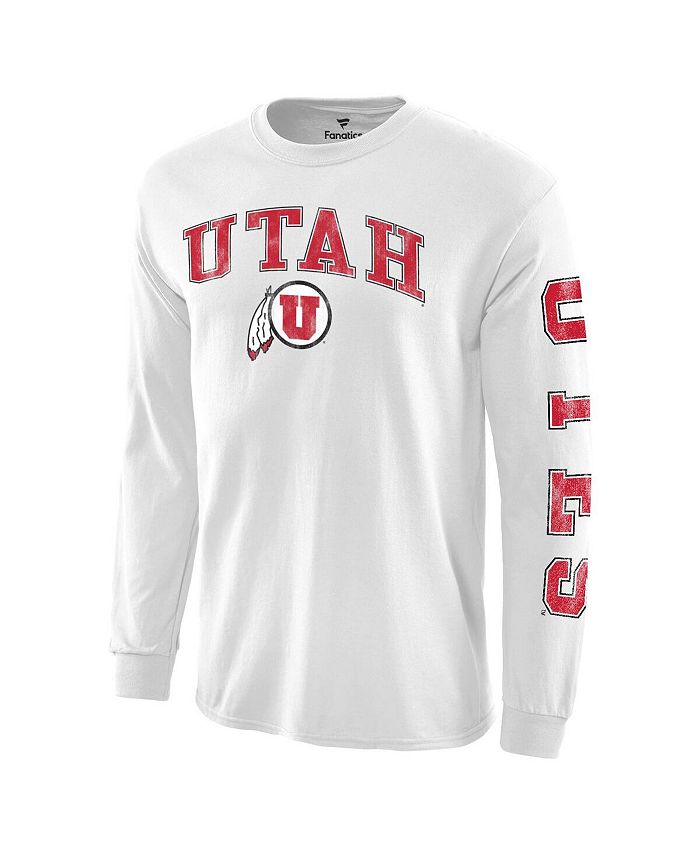 Fanatics Men's White Utah Utes Distressed Arch Over Logo Long Sleeve