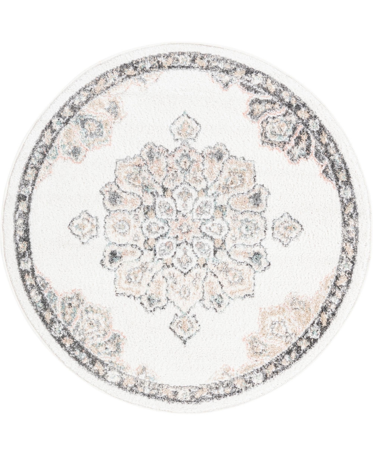 Bayshore Home Dodds Kokulu 7'10in x 7'10in Round Area Rug - Ivory