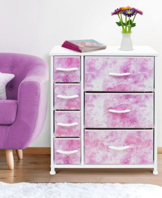 Dresser with 7 Drawers - Storage Chest Organizer with Steel Frame, Wood Top, Handles, Fabric Bins