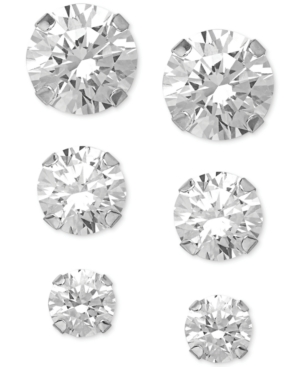 image of Swarovski Zirconia Round Stud Earrings Set in 14k White Gold (3/8-1-3/4 ct. t.w.)