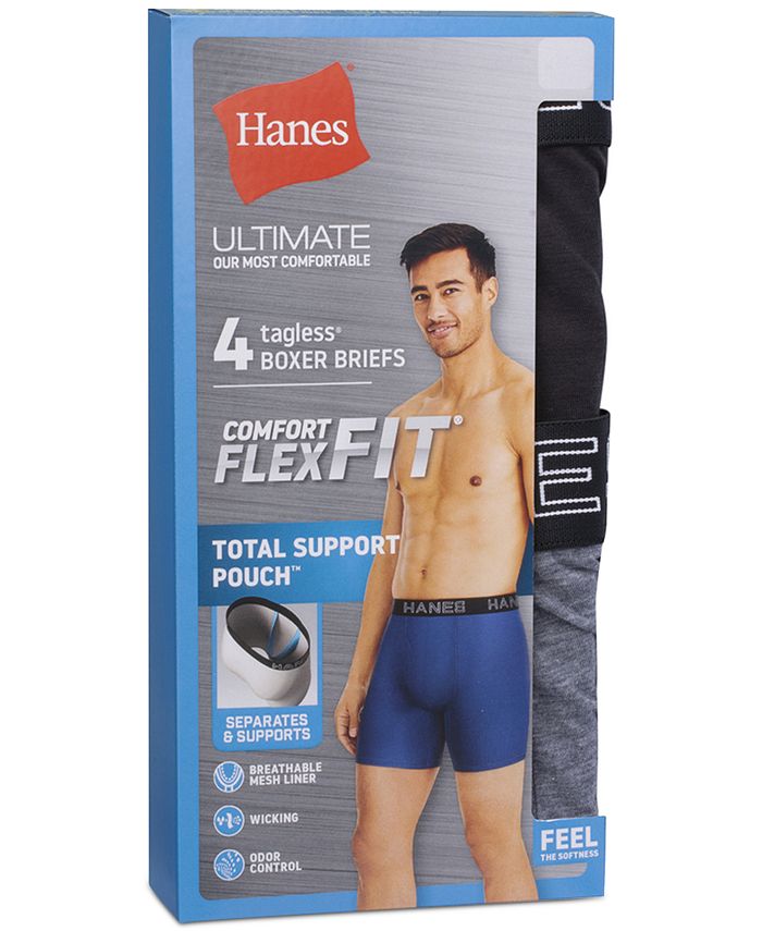 Hanes Ultimate Men's Comfort Flex Fit Ultra Soft Cotton Modal Blend Boxer  Brief 4-Pack - ShopStyle