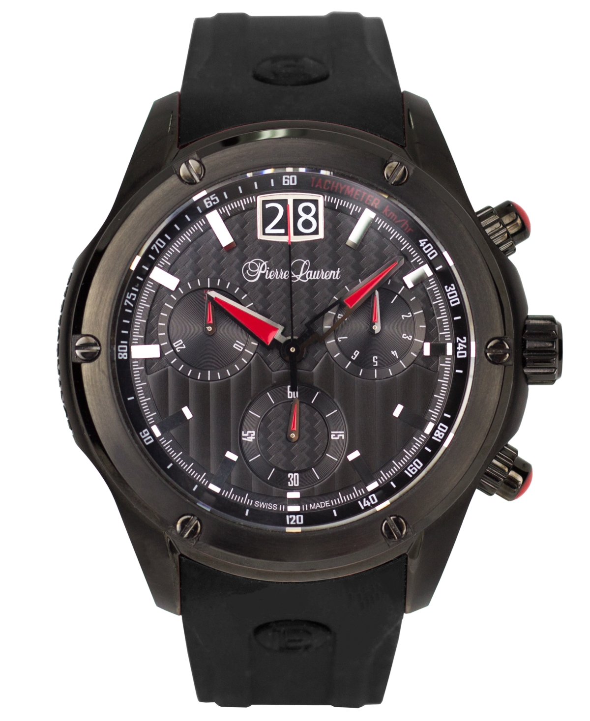 Pierre Laurent Men's Performance Swiss Chronograph Stainless Steel Bracelet Watch 45mm In Black Pvd Over Stainless Steel